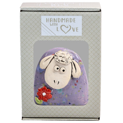 Charming Character of Handmade Ceramic Sheep with Flower