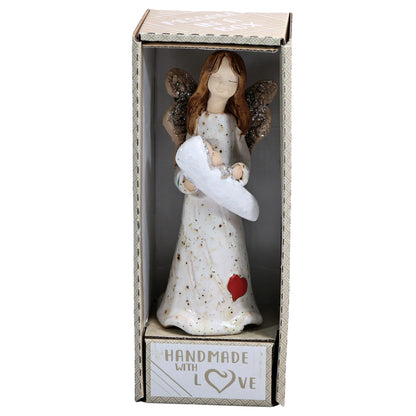 Handmade Ceramic Angel with Baby in White