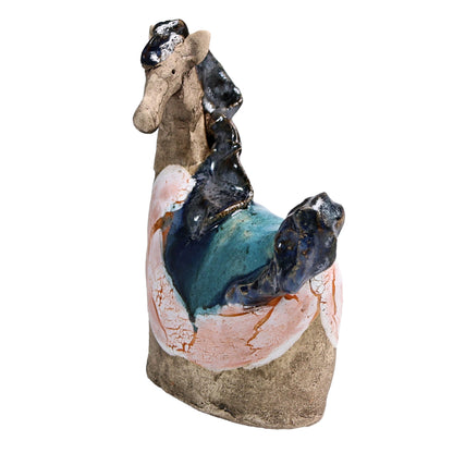 Handmade Ceramic Figurine of Vibrant Horses in Bold Colours