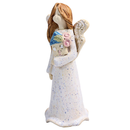 Handmade Ceramic Angel Holding Mini House