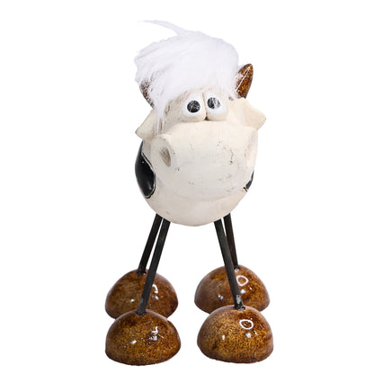 Handmade White Dairy Cow with Fringe