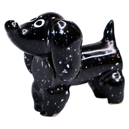Handmade Ceramic  Black and Brown Cute Mini Dachshund Pair