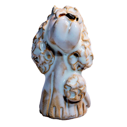 Handmade Ceramic Poodle Couple in Orange and White