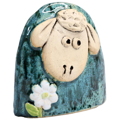 Charming Character of Handmade Ceramic Sheep with Flower